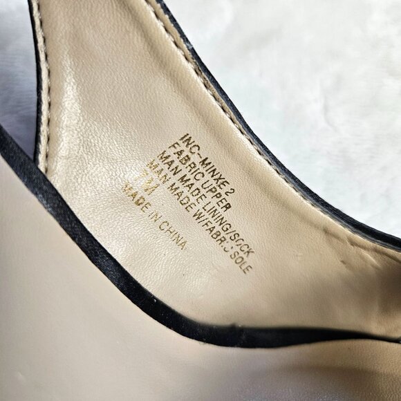 INC Black Rhinestone Embellished Platform Heels With Ankle Strap & Stiletto  Siz - Picture 9 of 12